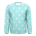 Polka Dots - White on Celeste Cyan Men s Long Sleeve T-shirt