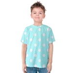 Polka Dots - White on Celeste Cyan Kid s Cotton Tee
