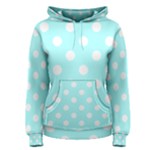 Polka Dots - White on Celeste Cyan Women s Pullover Hoodie
