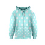 Polka Dots - White on Celeste Cyan Kid s Zipper Hoodie