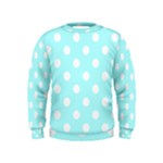 Polka Dots - White on Celeste Cyan Kid s Sweatshirt