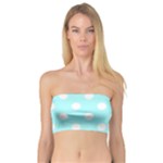 Polka Dots - White on Celeste Cyan Bandeau Top