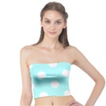 Polka Dots - White on Celeste Cyan Tube Top