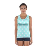 Polka Dots - White on Celeste Cyan Women s Sport Tank Top