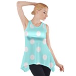 Polka Dots - White on Celeste Cyan Side Drop Tank Tunic