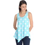 Polka Dots - White on Celeste Cyan Sleeveless Tunic