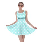 Polka Dots - White on Celeste Cyan Skater Dress