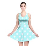Polka Dots - White on Celeste Cyan Reversible Skater Dress