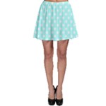 Polka Dots - White on Celeste Cyan Skater Skirt
