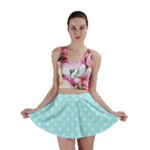 Polka Dots - White on Celeste Cyan Mini Skirt