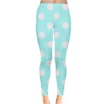Polka Dots - White on Celeste Cyan Women s Leggings
