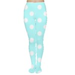 Polka Dots - White on Celeste Cyan Women s Tights