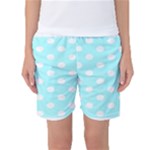 Polka Dots - White on Celeste Cyan Women s Basketball Shorts
