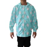 Polka Dots - White on Celeste Cyan Hooded Wind Breaker (Kids)