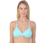 Polka Dots - White on Celeste Cyan Reversible Tri Bikini Top
