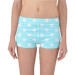 Polka Dots - White on Celeste Cyan Boyleg Bikini Bottoms