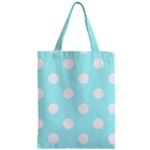 Polka Dots - White on Celeste Cyan Zipper Classic Tote Bag