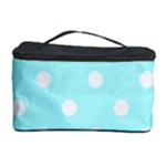 Polka Dots - White on Celeste Cyan Cosmetic Storage Case