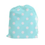 Polka Dots - White on Celeste Cyan Drawstring Pouch (XXl)