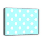 Polka Dots - White on Celeste Cyan Deluxe Canvas 16  x 12  (Stretched)