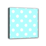 Polka Dots - White on Celeste Cyan Mini Canvas 4  x 4  (Stretched)