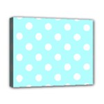 Polka Dots - White on Celeste Cyan Canvas 10  x 8  (Stretched)