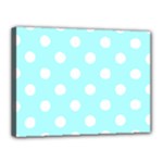 Polka Dots - White on Celeste Cyan Canvas 16  x 12  (Stretched)