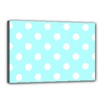Polka Dots - White on Celeste Cyan Canvas 18  x 12  (Stretched)