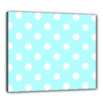 Polka Dots - White on Celeste Cyan Canvas 24  x 20  (Stretched)