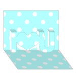 Polka Dots - White on Celeste Cyan I Love You 3D Greeting Card (7x5)