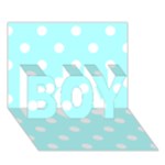 Polka Dots - White on Celeste Cyan BOY 3D Greeting Card (7x5)