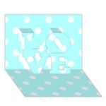 Polka Dots - White on Celeste Cyan LOVE 3D Greeting Card (7x5)