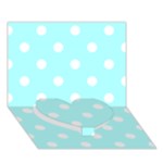 Polka Dots - White on Celeste Cyan Heart Bottom 3D Greeting Card (7x5)