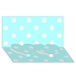 Polka Dots - White on Celeste Cyan Twin Heart Bottom 3D Greeting Card (8x4)