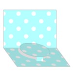 Polka Dots - White on Celeste Cyan Circle Bottom 3D Greeting Card (7x5)