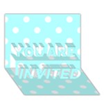 Polka Dots - White on Celeste Cyan YOU ARE INVITED 3D Greeting Card (7x5)