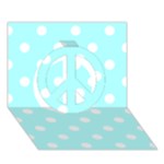 Polka Dots - White on Celeste Cyan Peace Sign 3D Greeting Card (7x5)