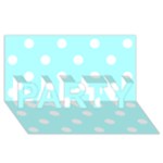 Polka Dots - White on Celeste Cyan PARTY 3D Greeting Card (8x4)