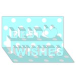 Polka Dots - White on Celeste Cyan Best Wish 3D Greeting Card (8x4)