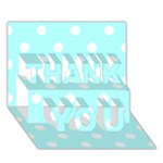 Polka Dots - White on Celeste Cyan THANK YOU 3D Greeting Card (7x5)