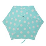 Polka Dots - White on Celeste Cyan Mini Umbrella