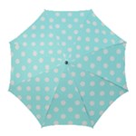 Polka Dots - White on Celeste Cyan Golf Umbrella