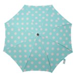 Polka Dots - White on Celeste Cyan Hook Handle Umbrella (Medium)