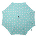 Polka Dots - White on Celeste Cyan Hook Handle Umbrella (Small)