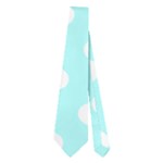 Polka Dots - White on Celeste Cyan Necktie (Two Side)