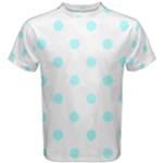 Polka Dots - Celeste Cyan on White Men s Cotton Tee