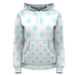 Polka Dots - Celeste Cyan on White Women s Pullover Hoodie