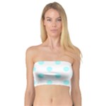 Polka Dots - Celeste Cyan on White Bandeau Top
