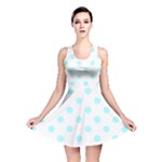 Polka Dots - Celeste Cyan on White Reversible Skater Dress