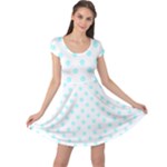 Polka Dots - Celeste Cyan on White Cap Sleeve Dress